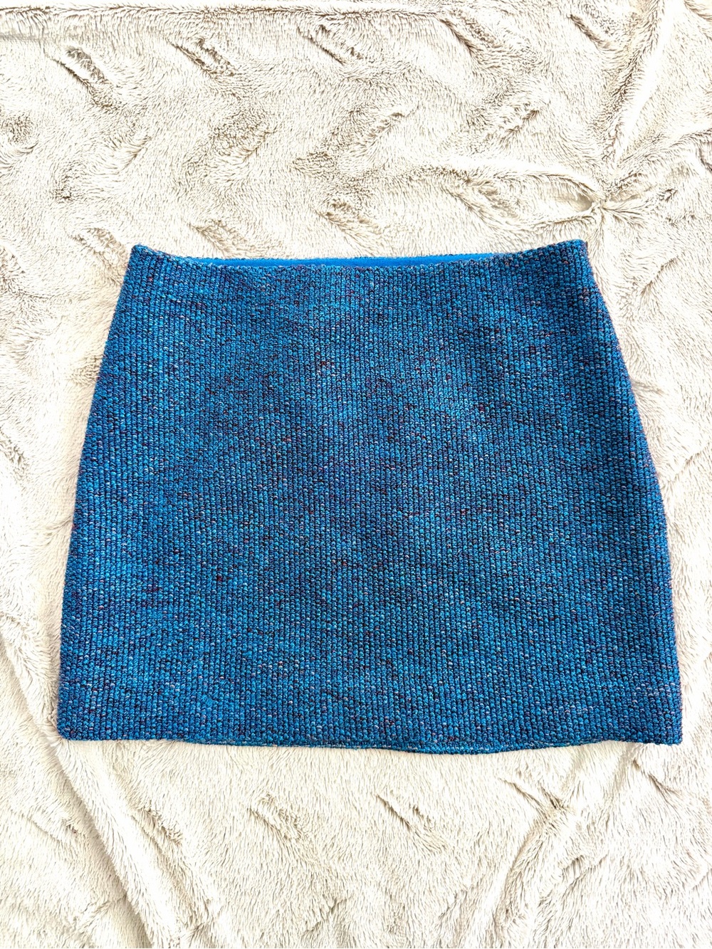 Maje Blue Marled Tweed Knit Mini Skirt Size M
